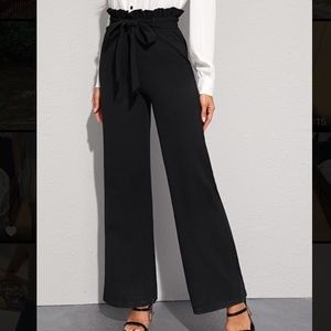 Black Paperbag Waist Pants